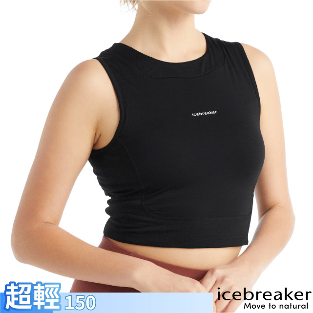 【Icebreaker】女ZoneKnit™ Cool-Lite™網眼短版運動背心(附罩杯)/IB0A56FC-001黑✿30E010